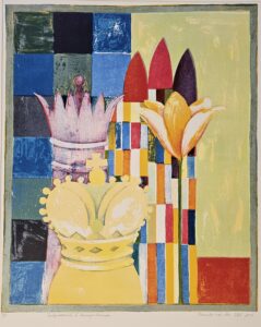 Fenneke van der Elst, Tulpentoernooi II, 80 x 60 cm., litho 2003. Fenneke van der Elst, Tulpentoernooi II, 80 x 60 cm., litho 2003.
