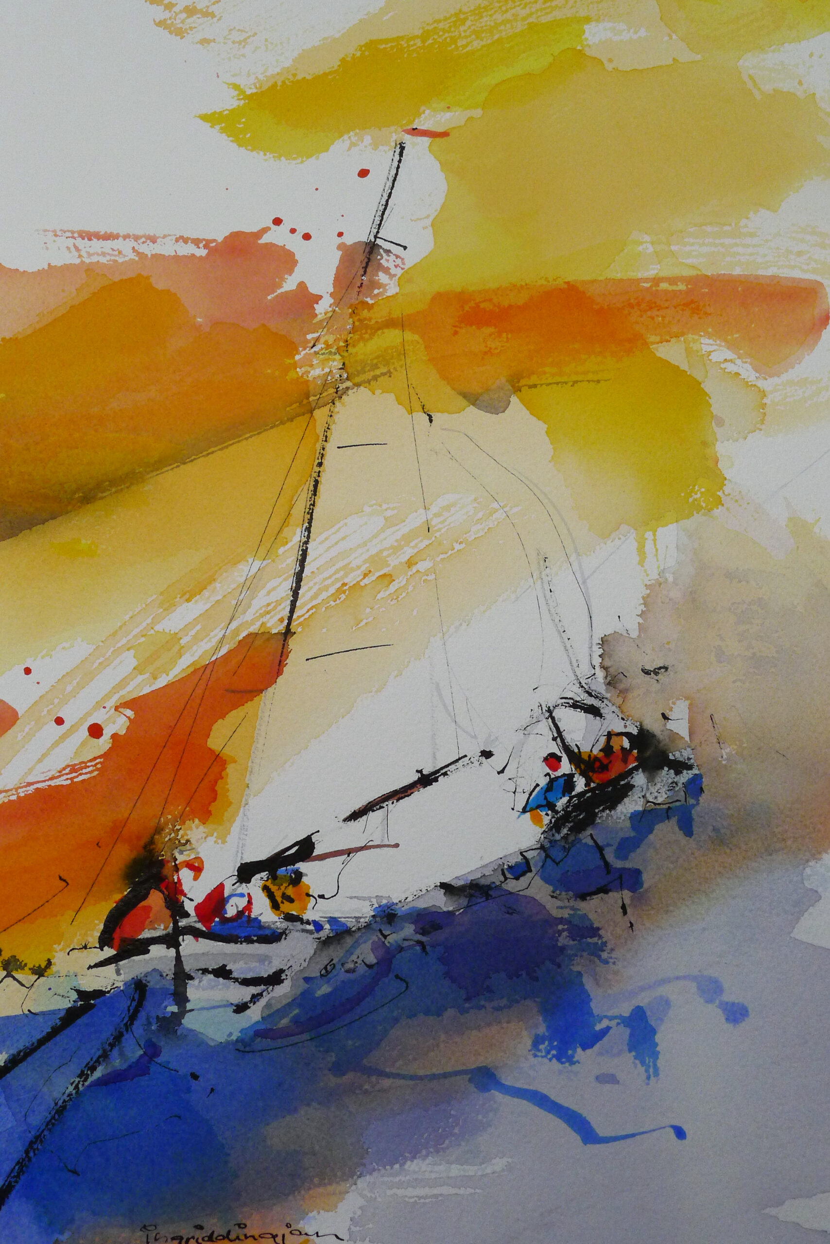 Ingrid Dingjan, Sail On, gemengde techniek, 65 x 50 cm., z.j. Ingrid Dingjan, Sail On, gemengde techniek, 65 x 50 cm., z.j.
