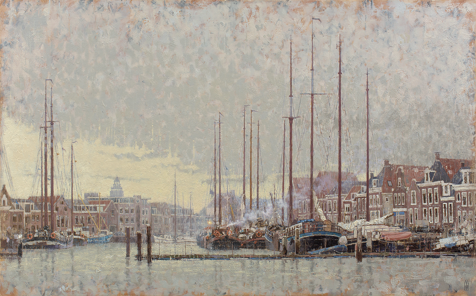 Rene Tweehuysen, Zuiderhaven Harlingen, olieverf en tempera op paneel, 50 x 80 cm., 2018 Rene Tweehuysen, Zuiderhaven Harlingen, olieverf en tempera op paneel, 50 x 80 cm., 2018