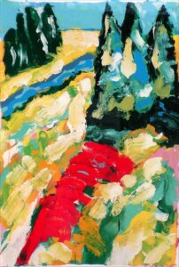 Jan Cremer, Fiume Azzurro, zeefdruk, 120x80 cm., 2001.