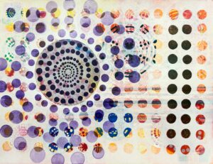 Marjoke Schulten, Stippen 9, gemengde techniek 70 x 90 cm.