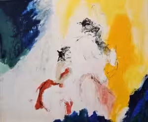 Menno Bauer, Zwerven in de hof van Eden, acryl 80 x 95 cm.